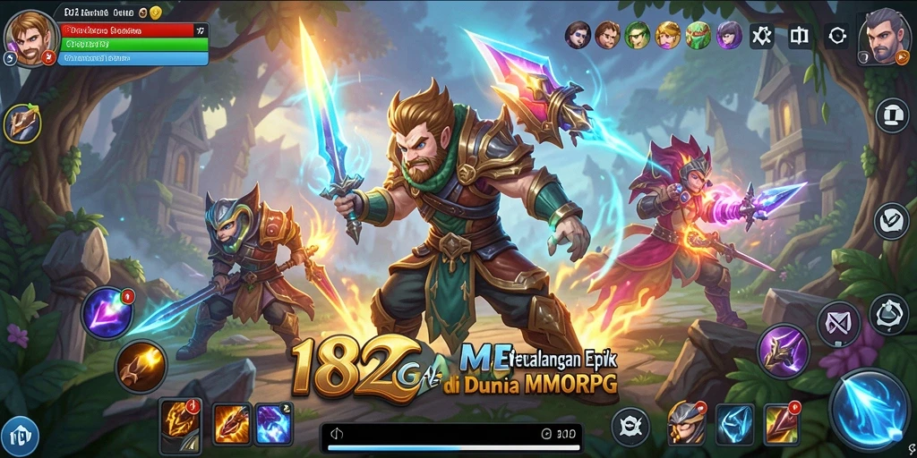Screenshot utama 182GAME menunjukkan gameplay epik dalam dunia MMORPG.