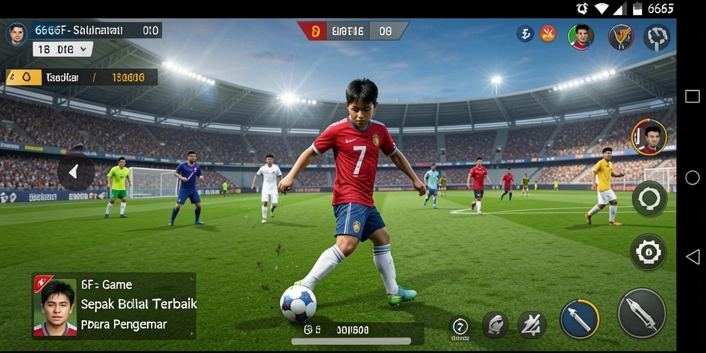 Tampilan gameplay 666F yang seru dalam pertandingan sepak bola.