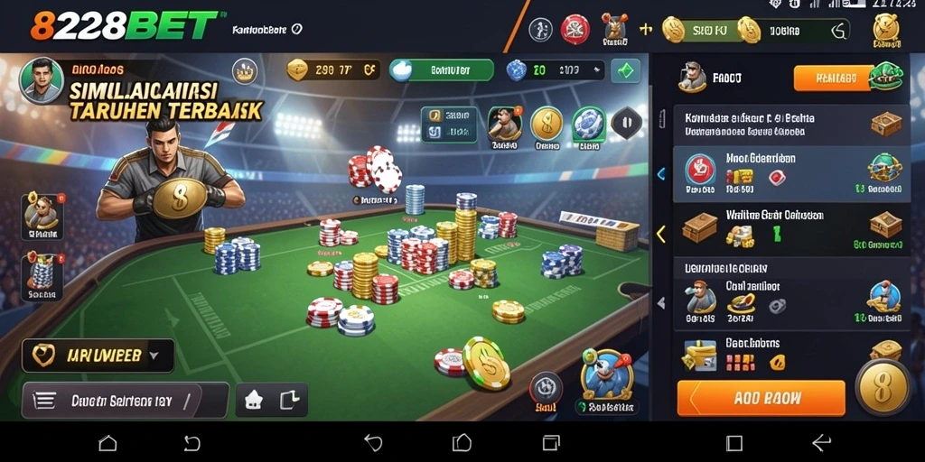Tangkapan layar dari gameplay yang menampilkan suasana simulasi taruhan.