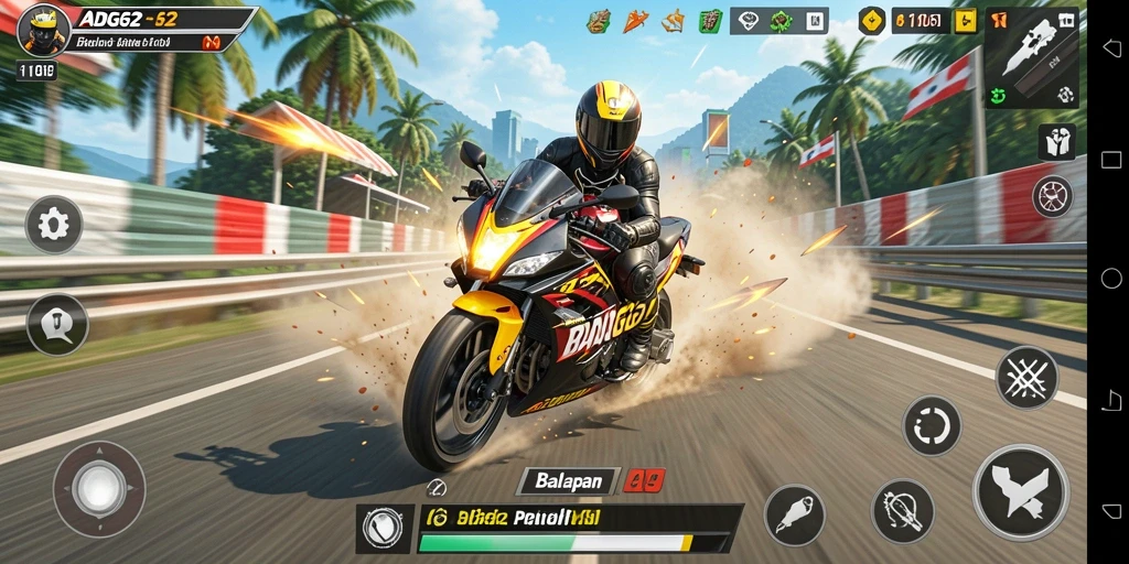 Gameplay seru balap motor di ADG62 dengan grafis memukau.