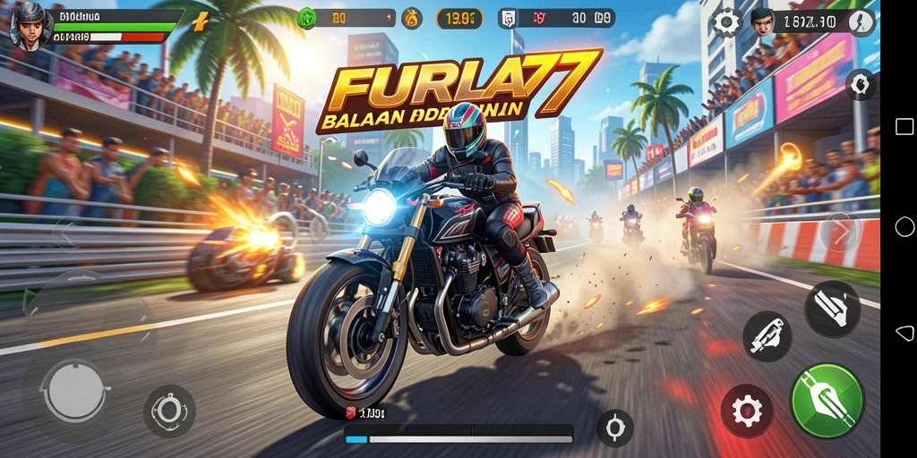 Gameplay balapan motor yang seru dan mendebarkan di FURLA77.