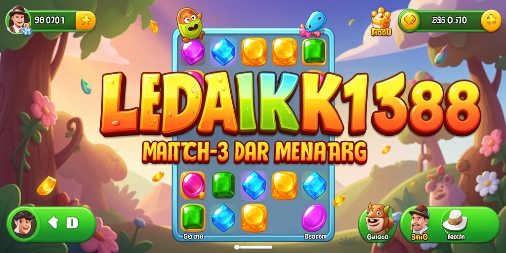 Tampilan menarik dari gameplay LEDAK188 dengan elemen Match-3 yang berwarna-warni.