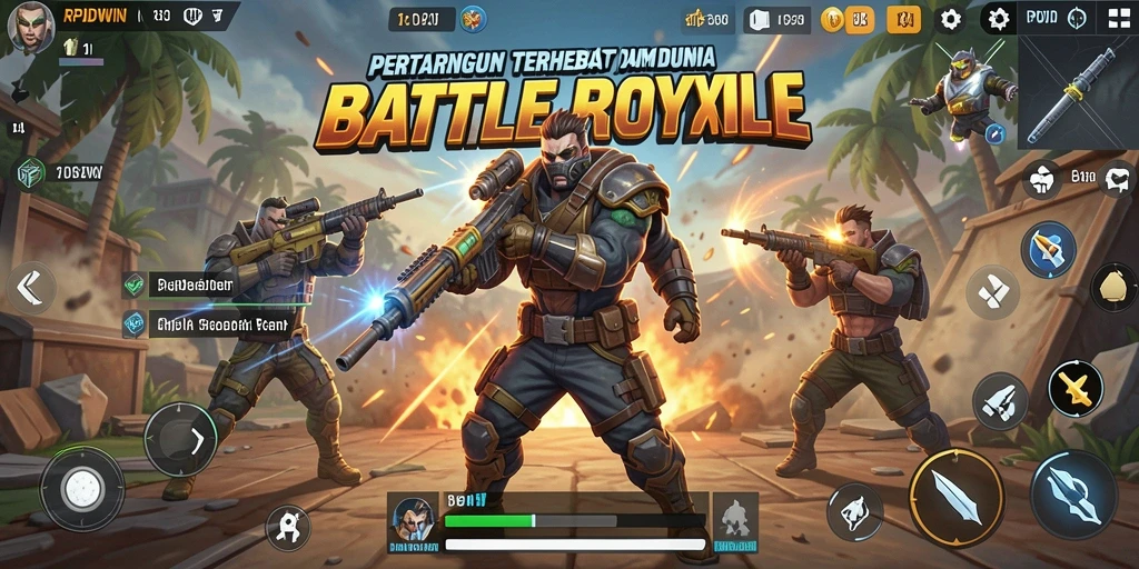 Gameplay seru dalam RPIDWIN yang penuh aksi Battle Royale.