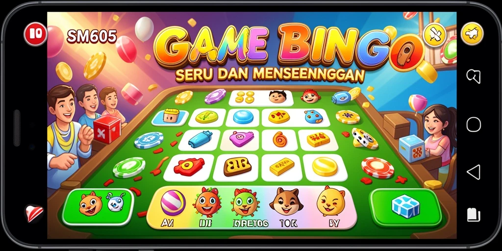 Tampilan gameplay SM605 yang menampilkan suasana permainan Bingo yang seru.