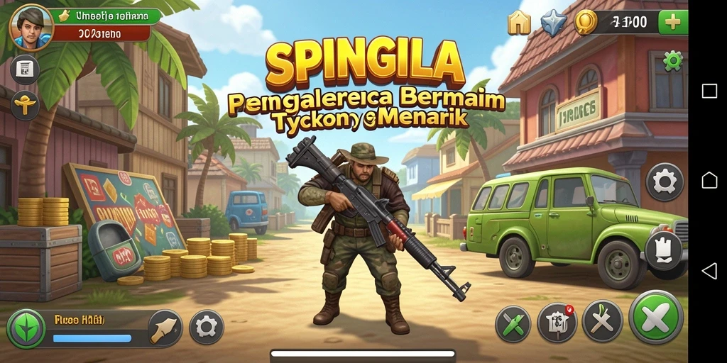 Screenshot utama SPINGILA menunjukkan gameplay Tycoon yang dinamis dan interaktif.
