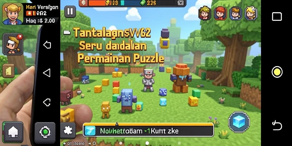 Screenshot gameplay VV62 menampilkan berbagai teka-teki yang menantang.